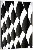 Dibond - Wit met Zwart Golvend Patroon - 100x150 cm Foto op Aluminium (Met Ophangsysteem)