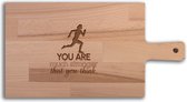 Serveerplank Hardlopen (Vrouw) You Are Much Stronger Than You Think - Alle sporten - Hapjesplank - Borrelplank hout - Kaasplank - Verjaardag - Jubilea - Housewarming - Cadeau voor vrouw - Cadeau voor man - Keuken - 36x19cm - WoodWideGifts