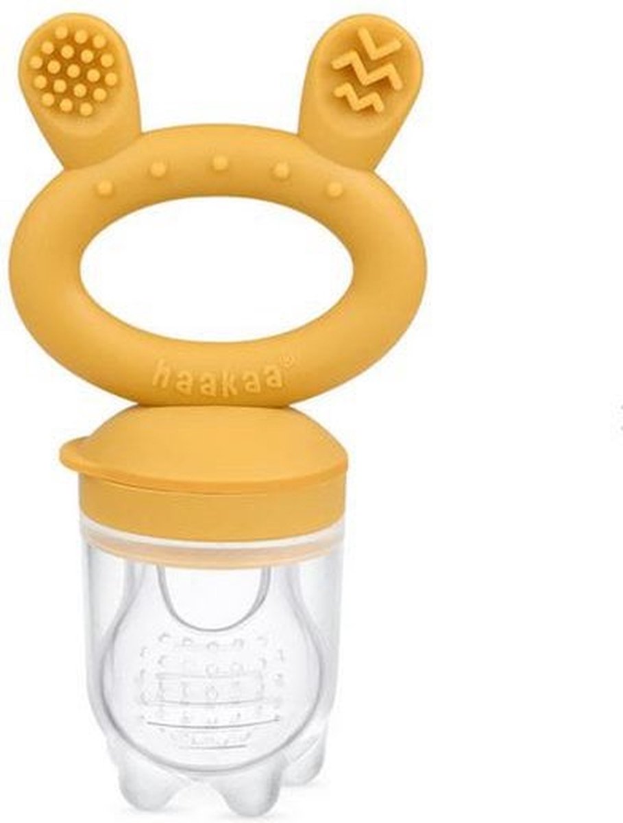 Fruitspeen voor Baby's - Kleur: Geel - Oker - Merk: Haakaa - Award Winning Fruitspeen - Fruit Speen voor Baby's - Eerste Hapjes - Baby Leren Eten - Fruit Eten Baby - Fruitspeentje - Groentespeentje - Hoge Kwaliteit - Baby - Unisex - BPA Vrij