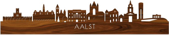Skyline Aalst Palissander hout - 120 cm - Woondecoratie - Wanddecoratie - Meer steden beschikbaar - Woonkamer idee - City Art - Steden kunst - Cadeau voor hem - Cadeau voor haar - Jubileum - Trouwerij - WoodWideCities