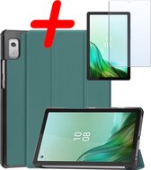 Hoesje Geschikt voor Lenovo Tab M9 Hoes Case Tablet Hoesje Tri-fold Met Screenprotector - Hoes Geschikt voor Lenovo Tab M9 Hoesje Hard Cover Bookcase Hoes - Donkergroen