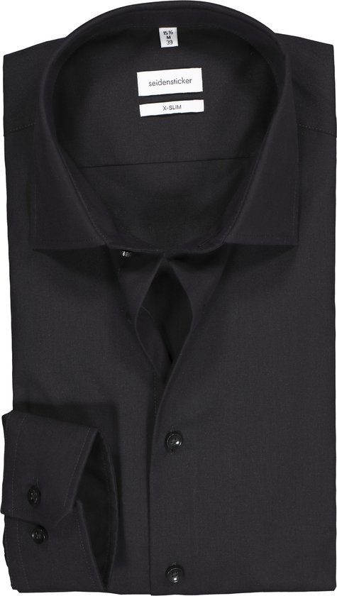 Seidensticker x-slim fit overhemd - zwart - Strijkvrij - Boordmaat: 40
