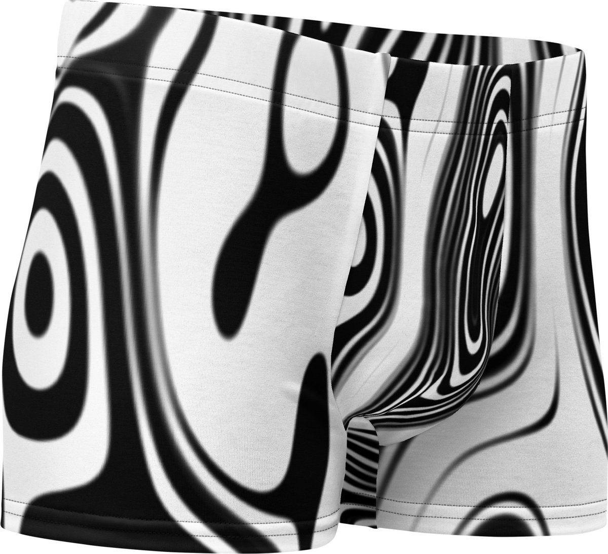 II THE MOON zwart wit Boxershort met unieke psychedelische RETRO Art ontworpen door Moon
