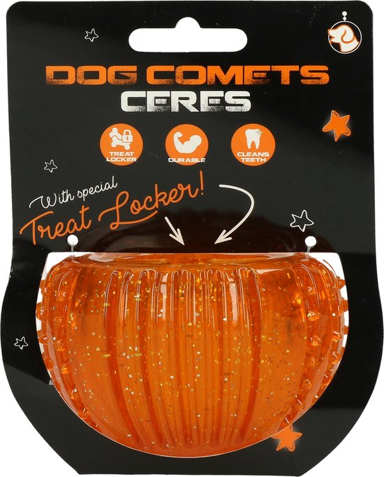 Dog Comets Ceres Treat Locker - Hondenspeelgoed - Intelligentie speelgoed - TPR-Rubber - Oranje - Ø7 cm