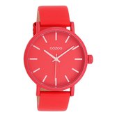 OOZOO Timepieces - Montre OOZOO rouge feu avec bracelet en cuir rouge piment - C11179