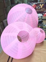 Lampion nylon licht roze 35 cm | 8 stuks