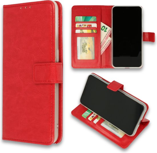 Coque Motorola Moto G9 Play & E7 Plus Rouge - Etui Portefeuille - Porte-Cartes & Languette Magnétique