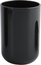 MSV Porte-gobelet/brosse à dents salle de bain Porto - plastique PS - noir - 7 x 10 cm