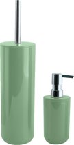 MSV Toiletborstel in houder 38 cm/zeeppompje 260 ml set Moods - kunststof - groen
