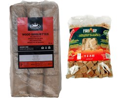 Houtbriketten - 10 kilo - kachel/openhaard - incl 192x aanmaakblokjes