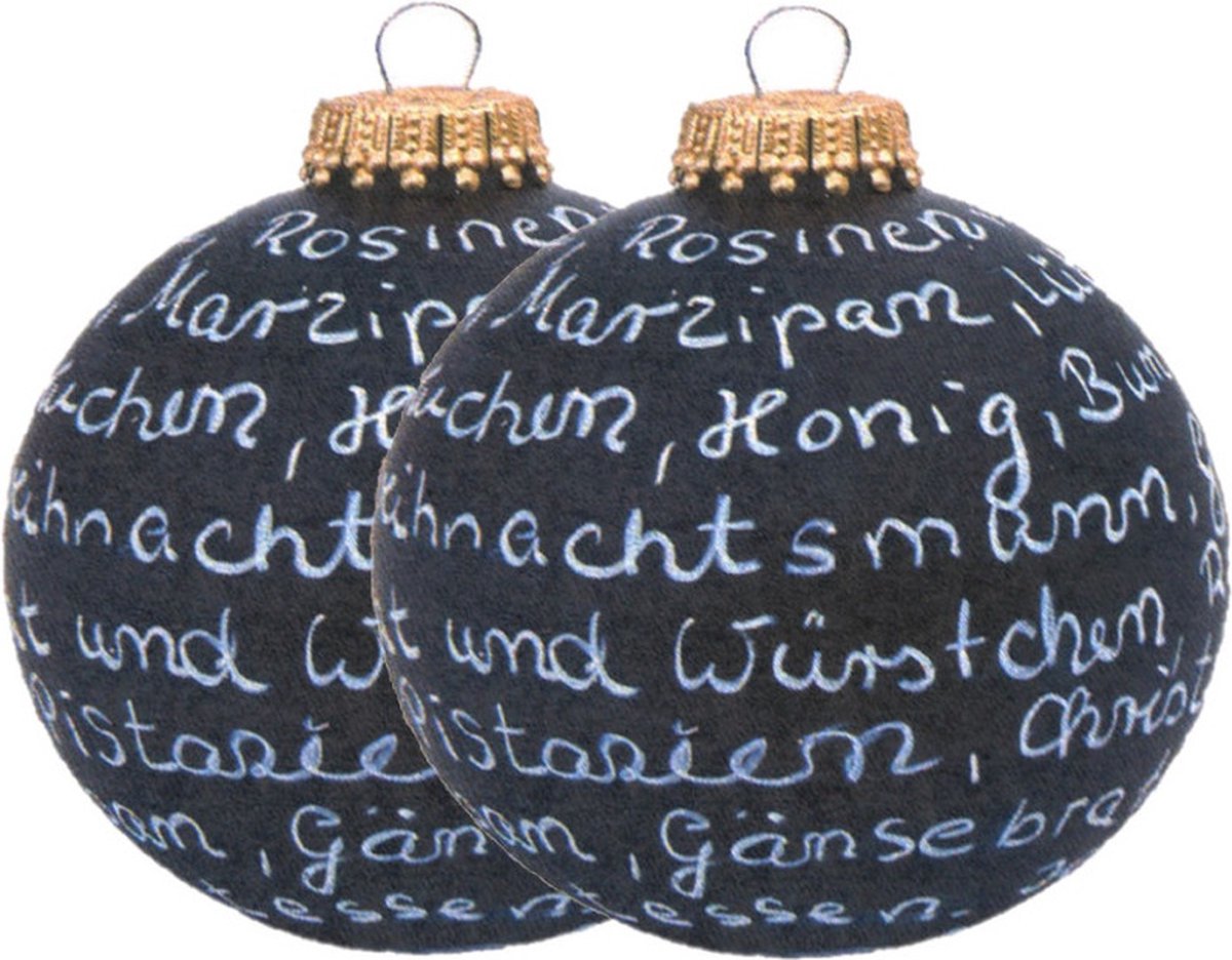 Stern Fabrik krijt/krijtbord kerstbal - 2x - incl. krijtje - 8 cm - kunststof - beschrijfbaar