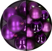 Set de Boules de Noël - 18x pièces - 6 et 8 cm - violet - plastique - décoration d'arbre