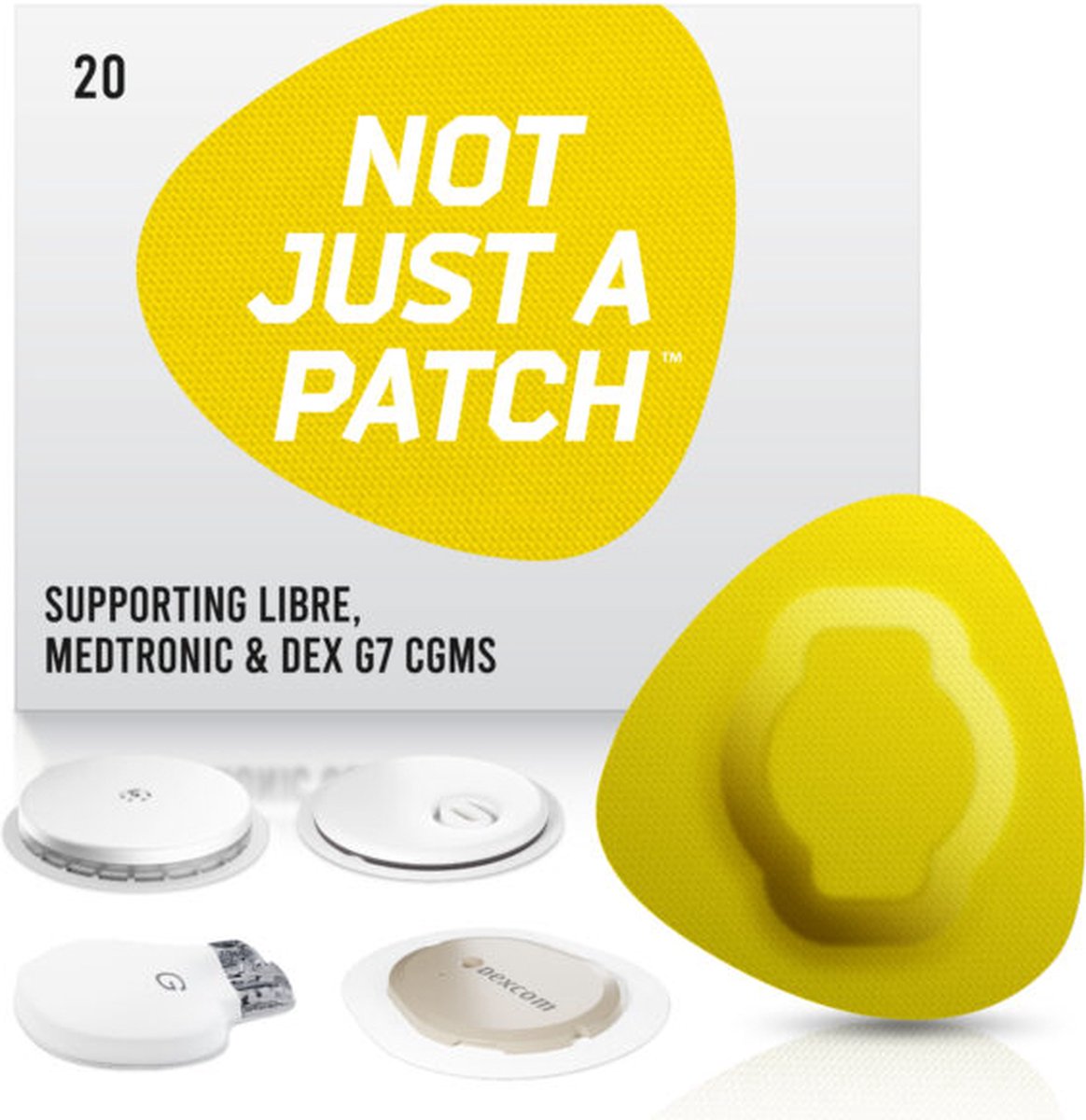 Goedkoopste Not Just a Patch - Yellow sensor patches - 20 pack - S - For Freestyle Libre, Medtronic Guardian en Dexcom