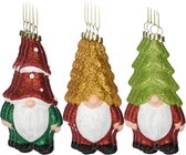Kersthangers gnome/dwerg/kabouter- set 12x st- 12,5cm -kunststof -kerstornamenten