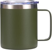Mastersøn Thermosbeker met Handvat – Koffiebeker To Go - Travel Mug voor Koffie – Lekvrije Deksel – 360 ml - Legergroen