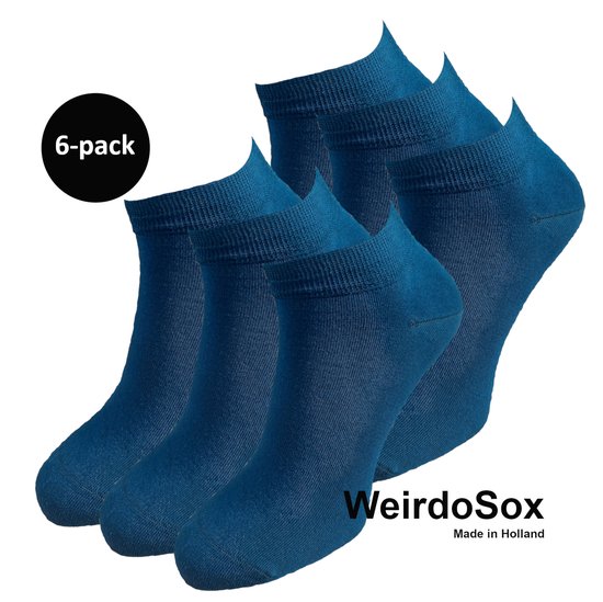 WeirdoSox Bamboe naadloze sneaker sokken Marine - Anti zweet - Anti bacterieel - Dames en heren - 6 Paar - Maat 39/42