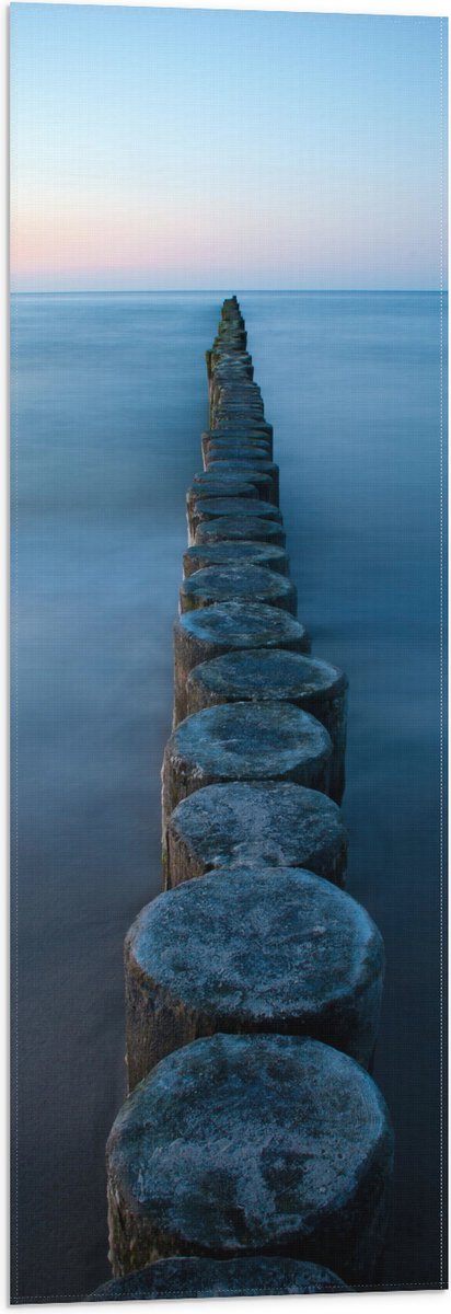 Vlag - Strand - Zand - Zee - Palen - Hout - 30x90 cm Foto op Polyester Vlag