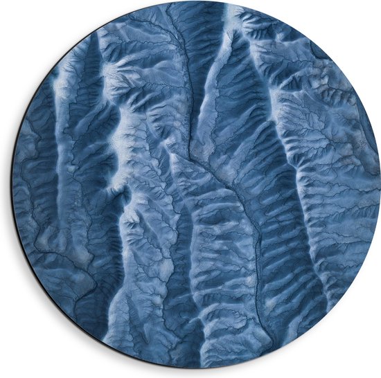 Dibond Muurcirkel - Patroon van Blauwe Buizen - 40x40 cm Foto op Aluminium Muurcirkel (met ophangsysteem)