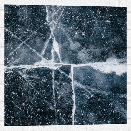 Muursticker - Witte Sterren en Strepen op Zwarte Achtergrond - 50x50 cm Foto op Muursticker