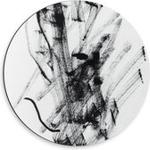 Dibond Muurcirkel - Zwarte Vage Vegen op Witte Achtergrond - 50x50 cm Foto op Aluminium Muurcirkel (met ophangsysteem)