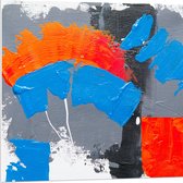 PVC Schuimplaat - Oranje, Rode Blauwe en Grijze Verfvlekken op Witte Achtergrond - 80x80 cm Foto op PVC Schuimplaat (Met Ophangsysteem)
