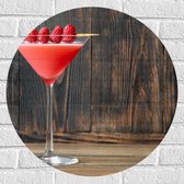 Muursticker Cirkel - Roze Cocktail met Frambozen - 60x60 cm Foto op Muursticker