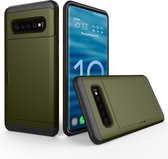 Samsung S10 pashouder hoesje - pasjes - Telehoesje - slide armor - Samsung - Android - Opberging - Creditcard - 2 in 1 - In 7 kleuren - Zwart - Donker blauw - Donker groen - Grijs - Goud - Rood - Zilver
