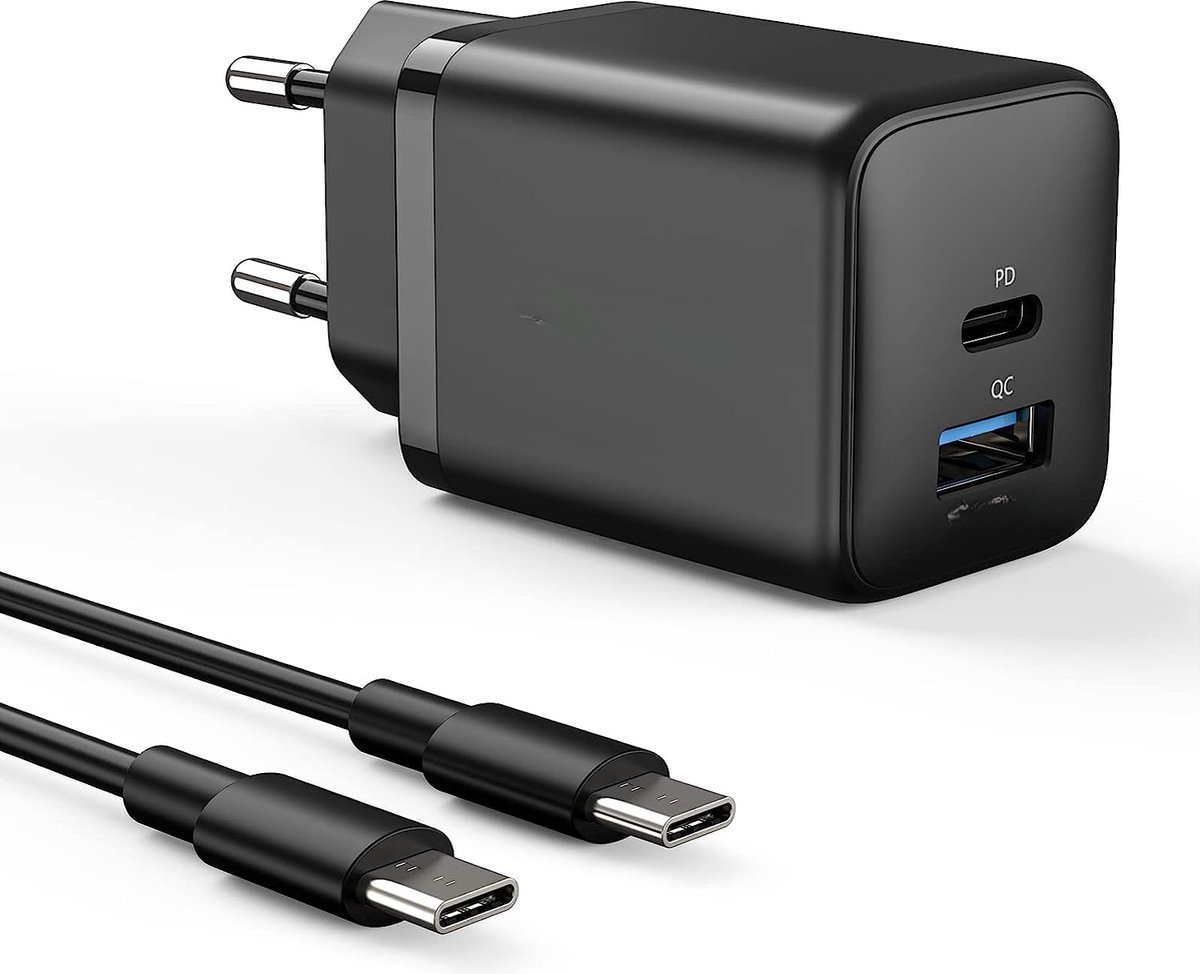 Usb A en usb-C Adapter + usb-C Kabel - 35w Snellader - Ondersteunt Super Snel Laden - Geschikt voor S23 Ultra, A54,S22, S20 FE, S10, S9, A8, Tablet A9 Plus, Tablet S7 FE