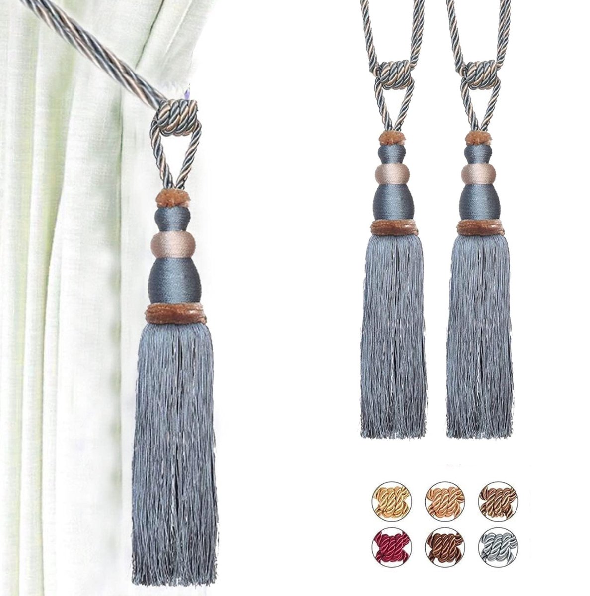Home2go Gordijnkwasten - Gordijn Embrasse - Embrasse kwast - Gordijnbinders - Gordijnkwast - raamdecoratieaccessoires - Gordijnhouder - Gordijnhanger - Gordijn Accessoires - Draperie - Luxe Blauw - 65 cm 2 stuks