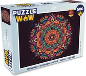 Puzzel Mandala - Bloemen - Hippie - Boho - Oranje - Legpuzzel - Puzzel 500 stukjes