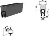 VRR - U-profiel - Klemprofiel rubber - randbescherming 1-4 mm met blok 024 - Per 5,10 of 50 meter