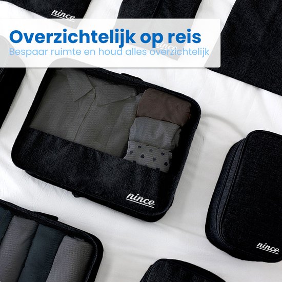 Cubes d'emballage Nince - Ensemble d'organisateur de valise - Rangement pour sièges-auto de bagages - Cube de compression - Organisateur de sac à dos de voyage