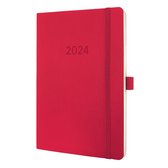 Sigel agenda 2024 - Conceptum - A5 - softcover - 2 pagina's / 1 week - rood - SI-C2434
