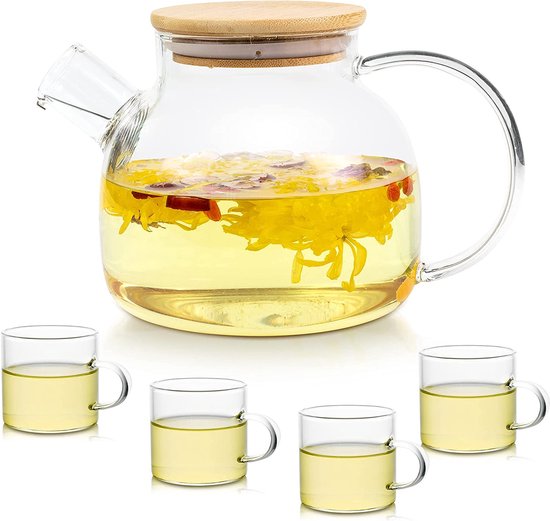 glastal 1500 ml bronzen theepot met stoofje theemaker glas en