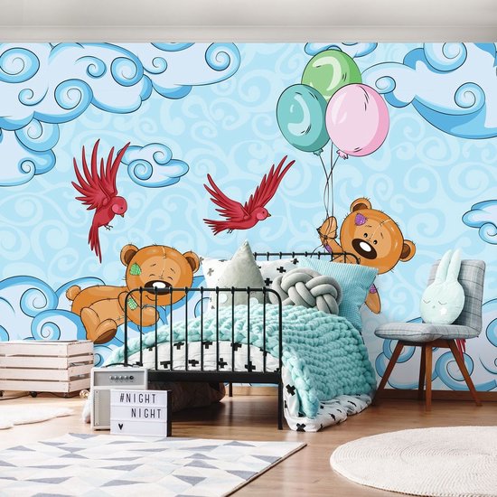 Fotobehang - Vlies Behang - Vliegtuigen Tussen De Wolken In De Bergen Scandinavisch Kinderbehang 254 X 184 Cm