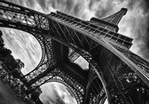 Fotobehang - Vlies Behang - Eiffeltoren zwart-wit - 312 x 219 cm