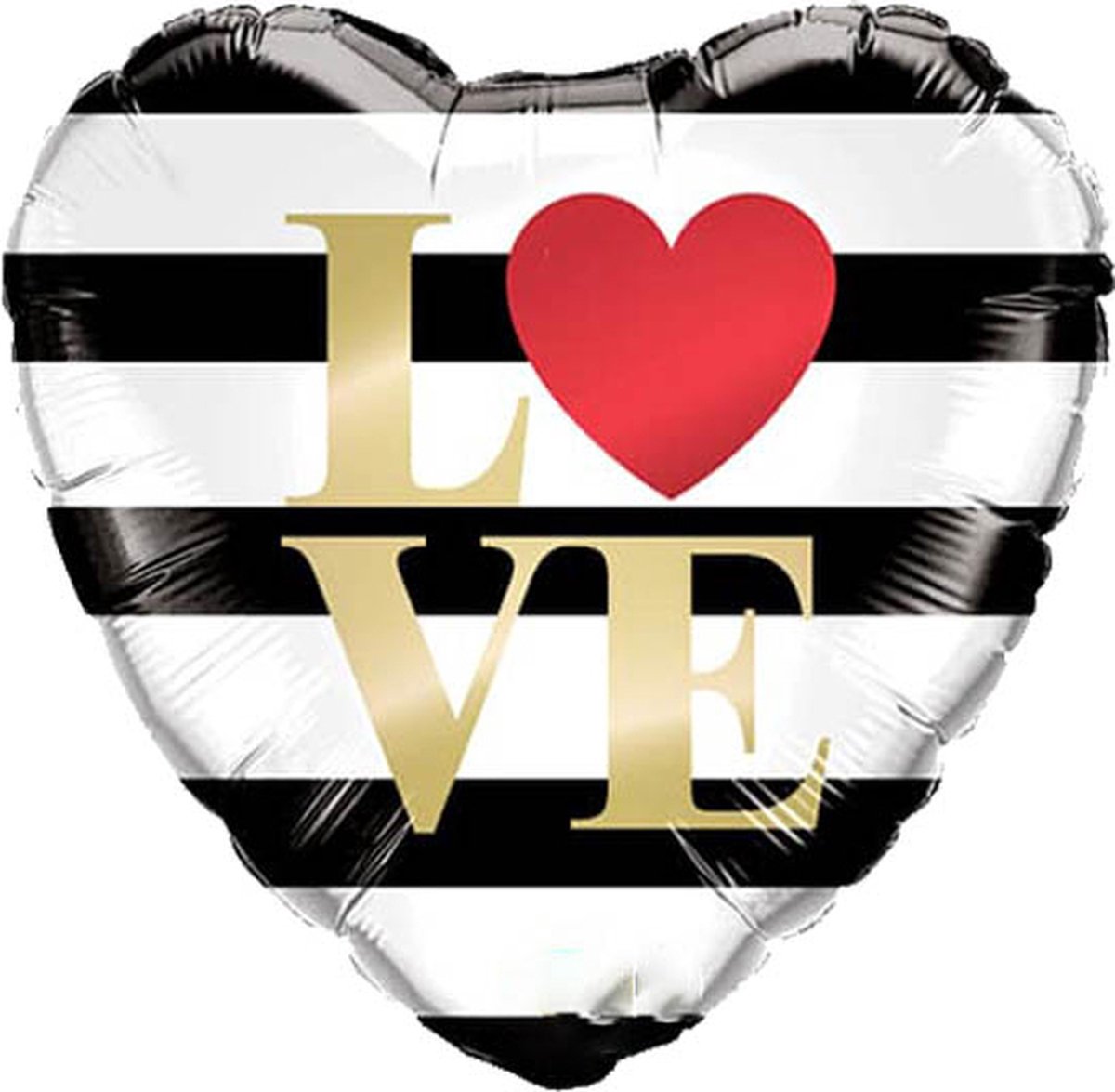 Qualatex - Folieballon Love Zwart Wit Hartvorm