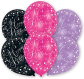Amscan Ballonnen Happy Birthday 28 Cm Roze/paars/zwart 6 Stuks