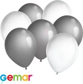 30 ballonnen Wit en Zilver (Ook geschikt voor Helium)