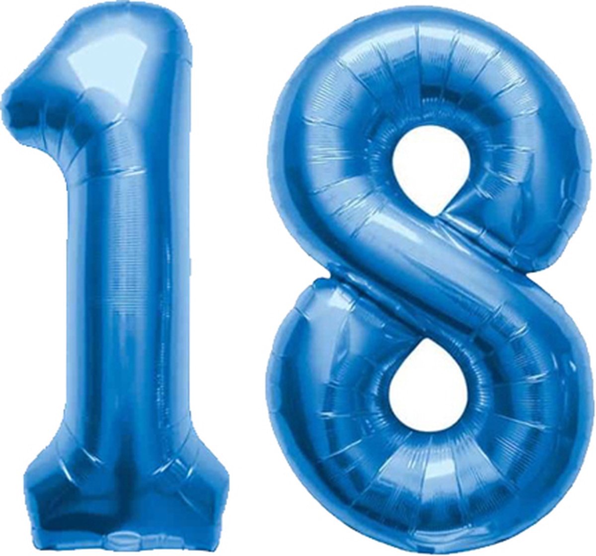 Folieballon Cijfer 18 Blauw 86 cm