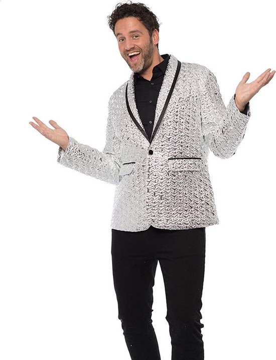 Colbert argenté brillant pour homme | Taille M. | Carnaval Colbert Disco| Vêtements de carnaval / vêtements de fête