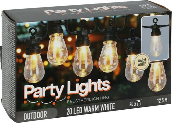 ironie Getuigen baden PartyLight LED feestverlichtig - 20 lampjes - 12,5 m lang - Wit licht |  bol.com