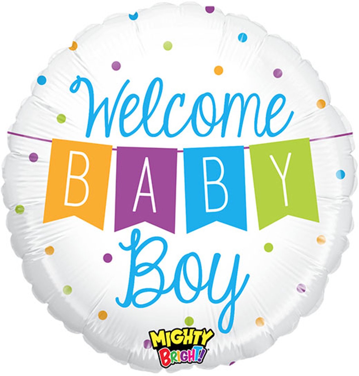 Folieballon Welcome Baby Boy Wit 53 cm