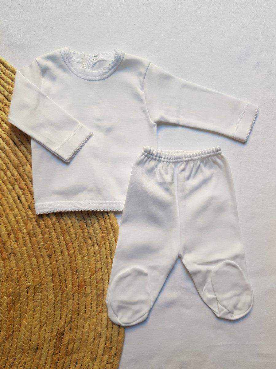 Babidu Baby Pakje Met Voetjes | Unisex | Wit | Geboortepakje | 5112 | Newborn | Maat 50-56