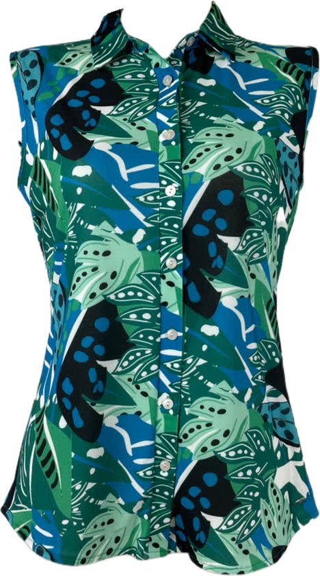 Angelle Milan – Travelkleding voor dames – Blauwe Mouwloze Blouse – Ademend – Kreukherstellend – Duurzame blouse - In 5 maten - Maat M