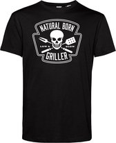 T-shirt Natural Born Griller | Vaderdag cadeau | Vaderdag cadeau met tekst | Bbq schort mannen | Zwart | maat S