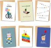 Partizzle 36x Cartes d'anniversaire néerlandaises - Avec Set d'enveloppes - Envoi de belles cartes d'anniversaire - Humour / Drôle - Hommes Femmes - Adultes - 15x10 cm