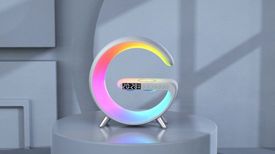 Lampe De Chevet LED Avec Chargeur Sans Fil - Réveil Lumineux RGB - 3 Modes Luminosité