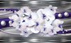 Fotobehang - Vlies Behang - Orchideeën op Zilver en Paars Patroon - 208 x 146 cm