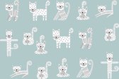 Fotobehang - Vlies Behang - Witte Katten - Kinderbehang - 208 x 146 cm